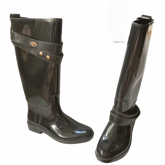 NEW Womens Coach Talia Rubber Rain Tall Boots